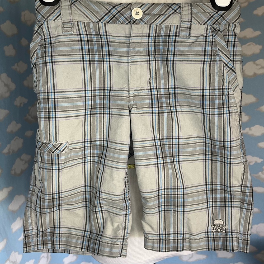 Tony Hawk youth gray plaid shorts Gray &‎ Blue Size 8
